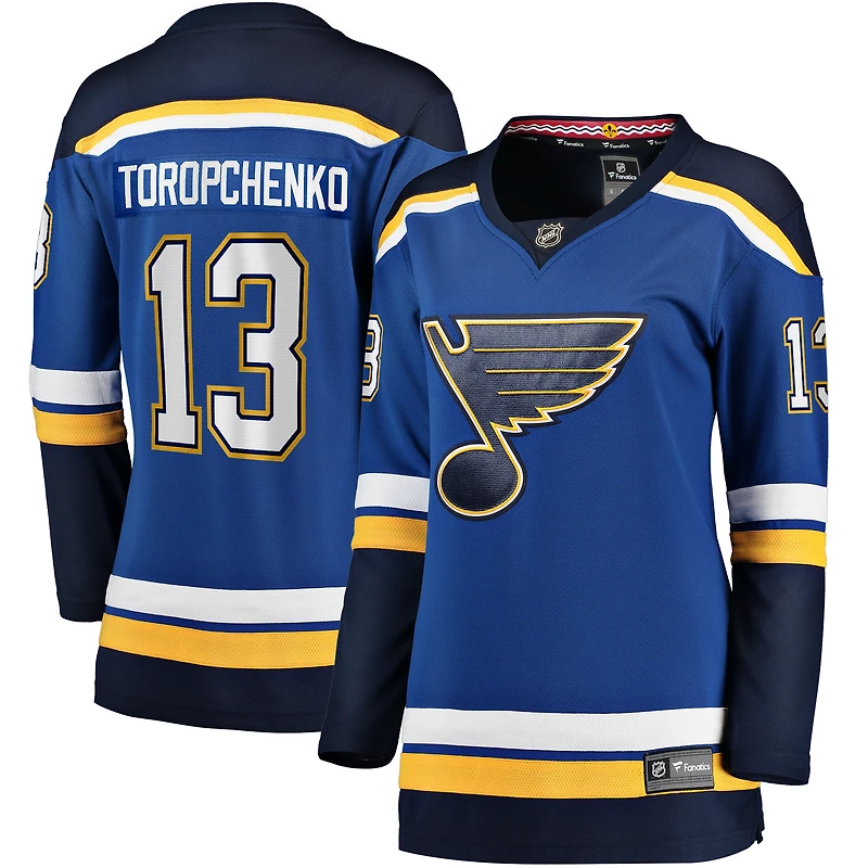 Maillot de joueur échappé à domicile Fanatics Alexey Toropchenko bleu St. Louis Blues pour femmes