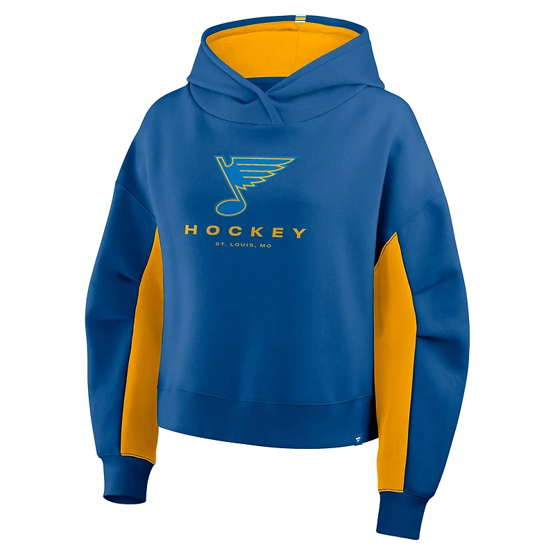 Sweat à capuche boxy bleu carreaux arrière des Blues de St. Louis Fanatics pour femmes