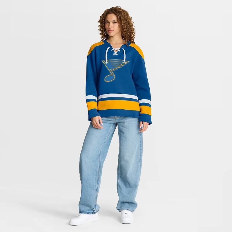 Women's Fanatics Blue St. Louis Blues Icing Long Sleeve Lace Up Sweatshirt