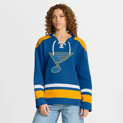Women's Fanatics  Blue St. Louis Blues Icing Long Sleeve Lace Up Sweatshirt