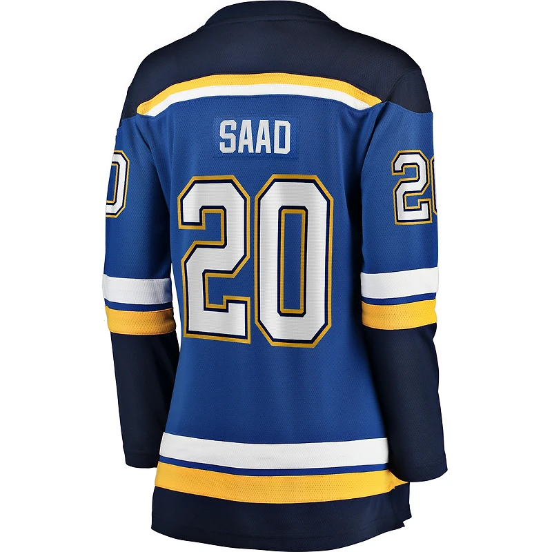 Maillot de joueur échappé à domicile Fanatics Brandon Saad bleu St. Louis Blues pour femmes