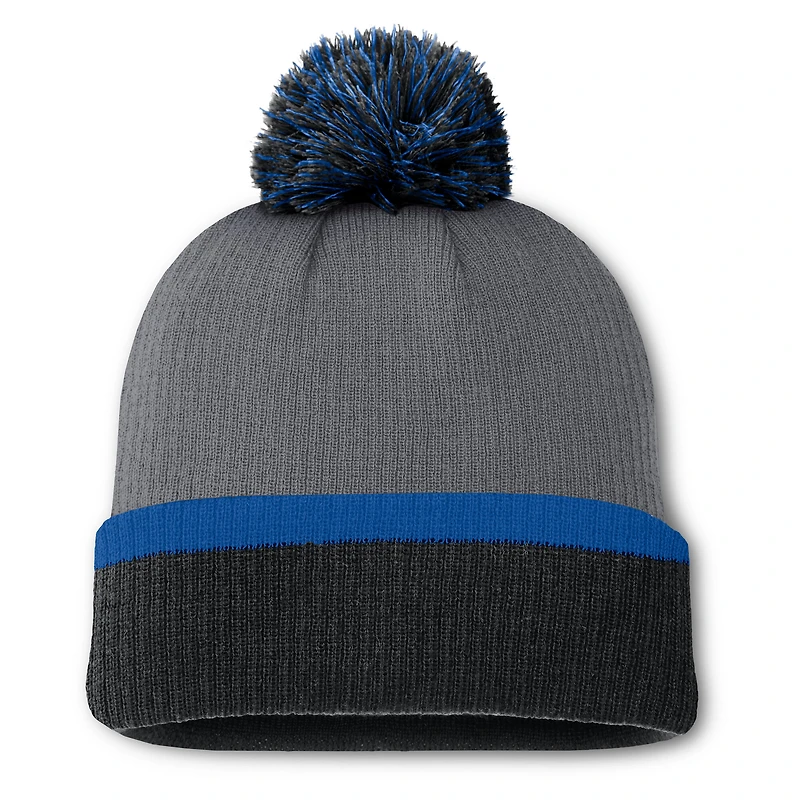 Bonnet en tricot à revers avec pompon pour femme Fanatics Anthracite St. Louis Blues