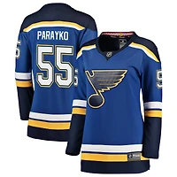 Maillot de joueur Breakaway Fanatics Colton Parayko bleu St. Louis Blues pour femmes