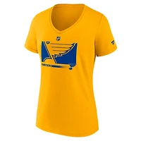 Women's Fanatics Gold St. Louis Blues Authentic Pro Core Collection Secondary Logo V-Neck T-Shirt