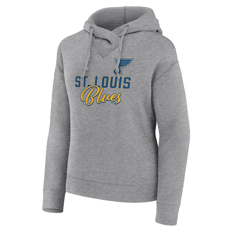 Women's Fanatics Heather Gray St. Louis Blues Script Favorite Pullover Hoodie