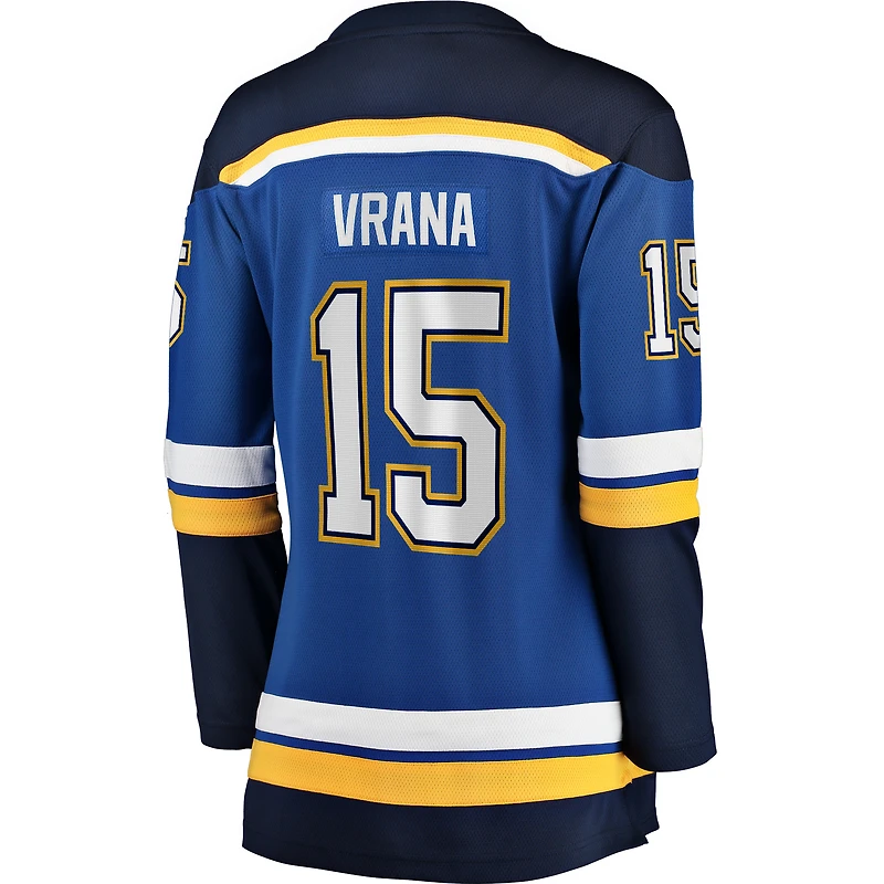 Maillot Fanatics Jakub Vrana St. Louis Blues Home Breakaway pour femmes, bleu