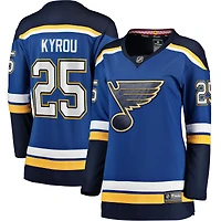 Fanatics Jordan Kyrou pour femmes, bleu, maillot de joueur échappé à domicile des Blues St. Louis