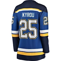 Fanatics Jordan Kyrou pour femmes, bleu, maillot de joueur échappé à domicile des Blues St. Louis