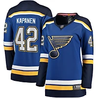 Maillot de joueur échappé à domicile Fanatics Kasperi Kapanen bleu St. Louis Blues pour femmes