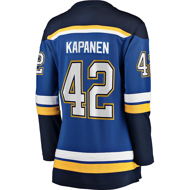 Maillot de joueur échappé à domicile Fanatics Kasperi Kapanen bleu St. Louis Blues pour femmes