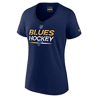 Women's Fanatics  Navy St. Louis Blues Authentic Pro V-Neck T-Shirt