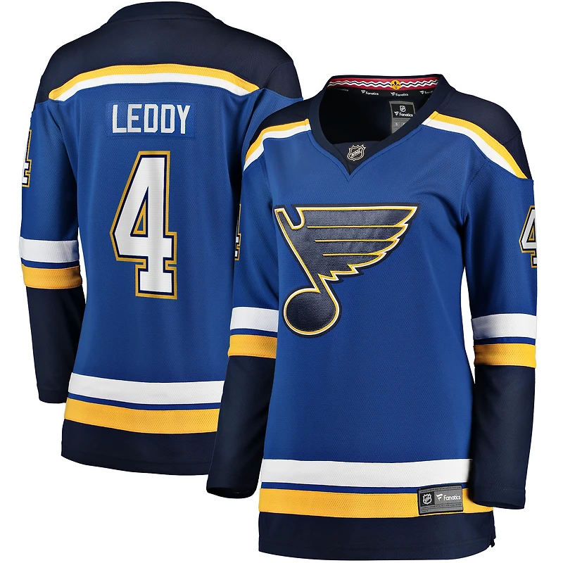 Maillot de joueur échappé à domicile Fanatics Nick Leddy bleu St. Louis Blues pour femmes
