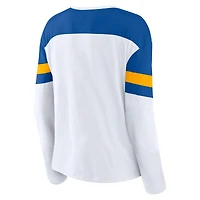 T-shirt à manches longues et col cranté pour femme Fanatics St. Louis Blues Frozen blanc/bleu