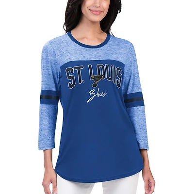 T-shirt à manches 3/4 G-III 4Her par Carl Banks pour femmes, bleu, St. Louis Blues Play The Game