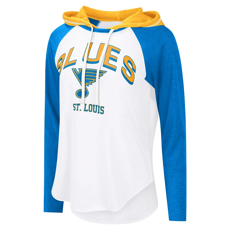 Women's G-III 4Her by Carl Banks White St. Louis Blues MVP Hooded Long-Sleeve T-Shirt