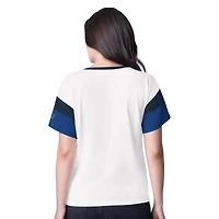 T-shirt à col en V surdimensionné avec strass G-III 4Her by Carl Banks pour femme, motif patinoire des St. Louis Blues, blanc