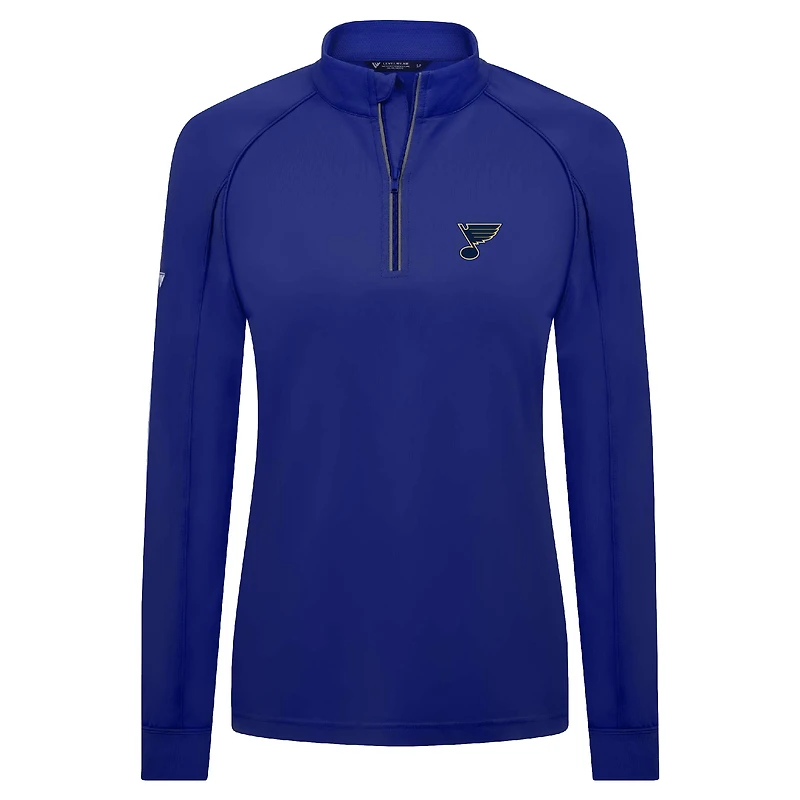 Haut à glissière quart de tour Kinetic Insignia Core Raglan bleu pour femme Levelwear des Blues St. Louis
