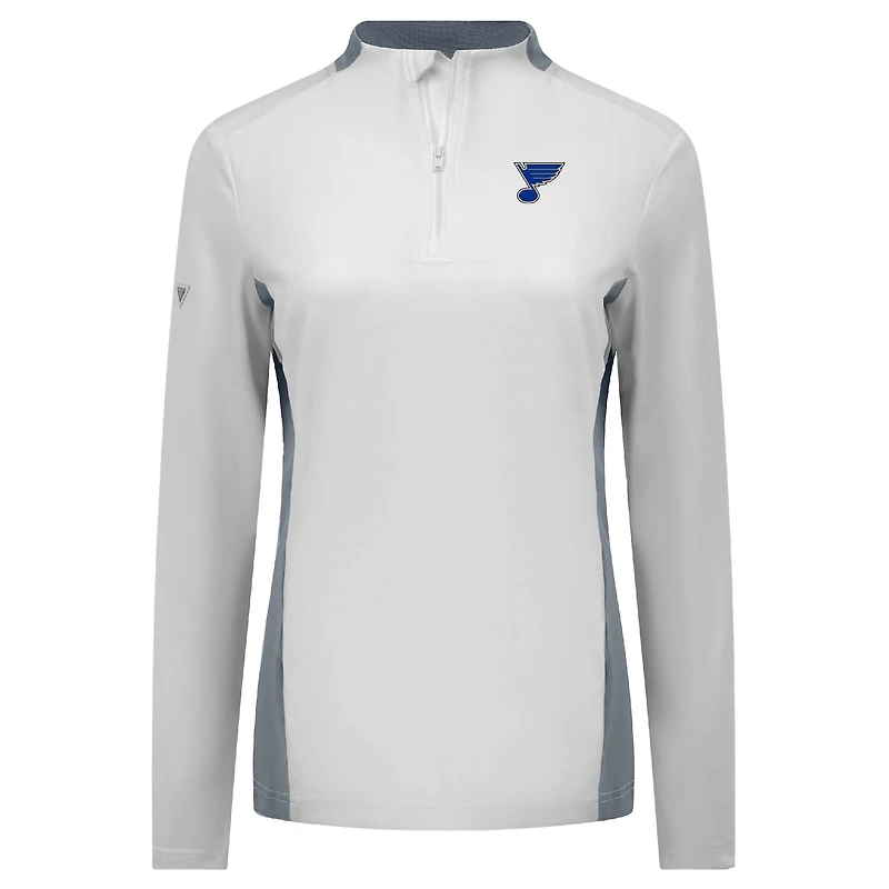 Haut à glissière quart de tour Moxie Insignia Core pour femme des Blues St. Louis Levelwear, blanc