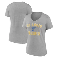 Women's Logo Athletic  Heather Gray St. Louis Blues Arch Victory V-Neck T-Shirt
