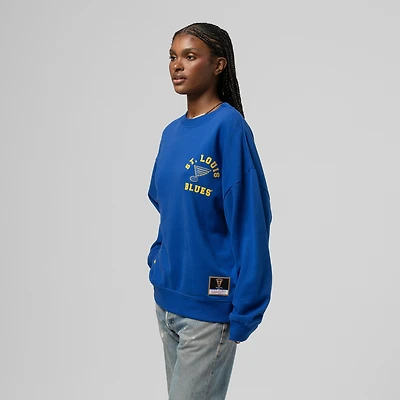 Women's Mitchell & Ness Blue St. Louis Blues Vintage Crewneck Sweatshirt