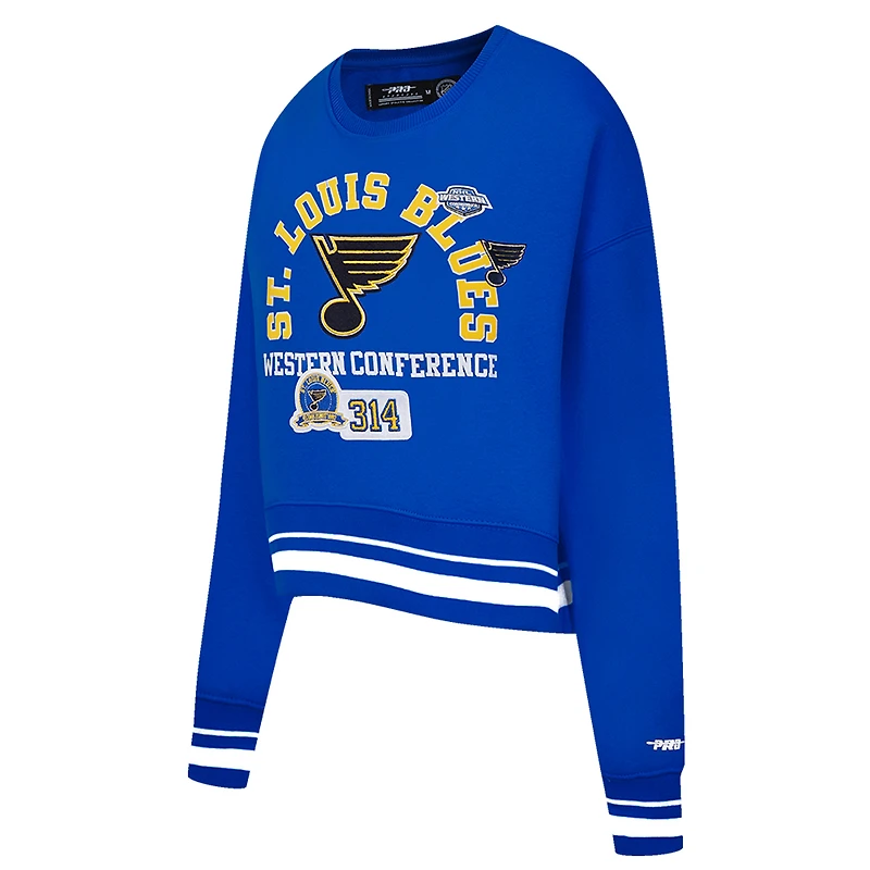 Sweat-shirt court Pro Standard bleu pour femme avec code régional des Blues de St. Louis