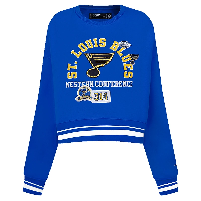 Sweat-shirt court Pro Standard bleu pour femme avec code régional des Blues de St. Louis