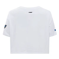 T-shirt court Pro Standard blanc St. Louis Blues Boxy Script Tail pour femmes