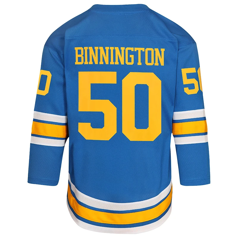 Maillot de joueur réplique à domicile bleu Jordan Binnington des Blues St. Louis pour jeunes
