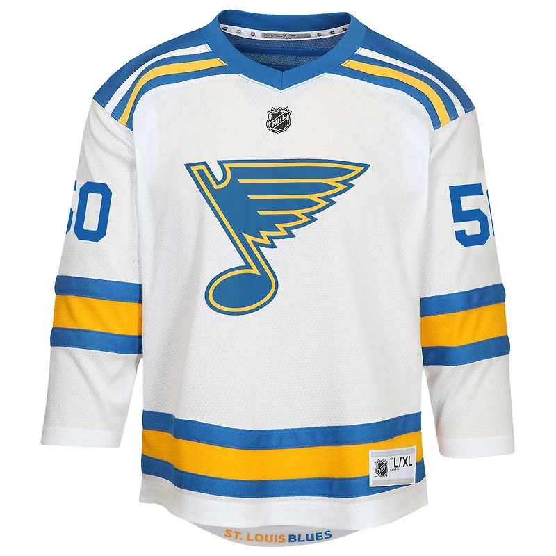 Maillot réplique extérieur blanc Jordan Binnington des Blues de Saint-Louis pour jeunes