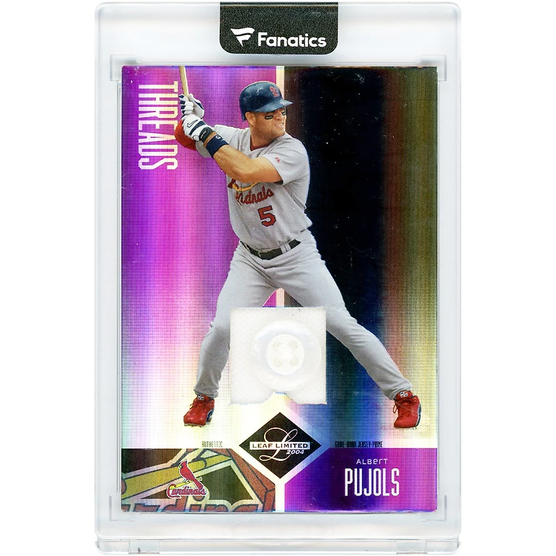 Carte Donruss Leaf Limited Threads 2004, relique du bouton de maillot porté en match d'Albert Pujols, Cardinals de Saint-Louis, n° 191, n° 5/6