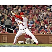 Photo horizontale autographiée d'Albert Pujols, joueur des Cardinals de Saint-Louis, en position de frappe (40,6 x 50,8 cm).