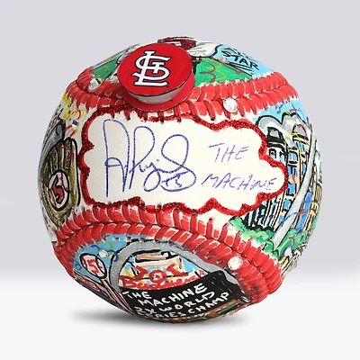 Balle de baseball autographiée par Albert Pujols (Cardinals de Saint-Louis) avec l'inscription « The Machine » - Illustration de Charles Fazzino - NF70445983