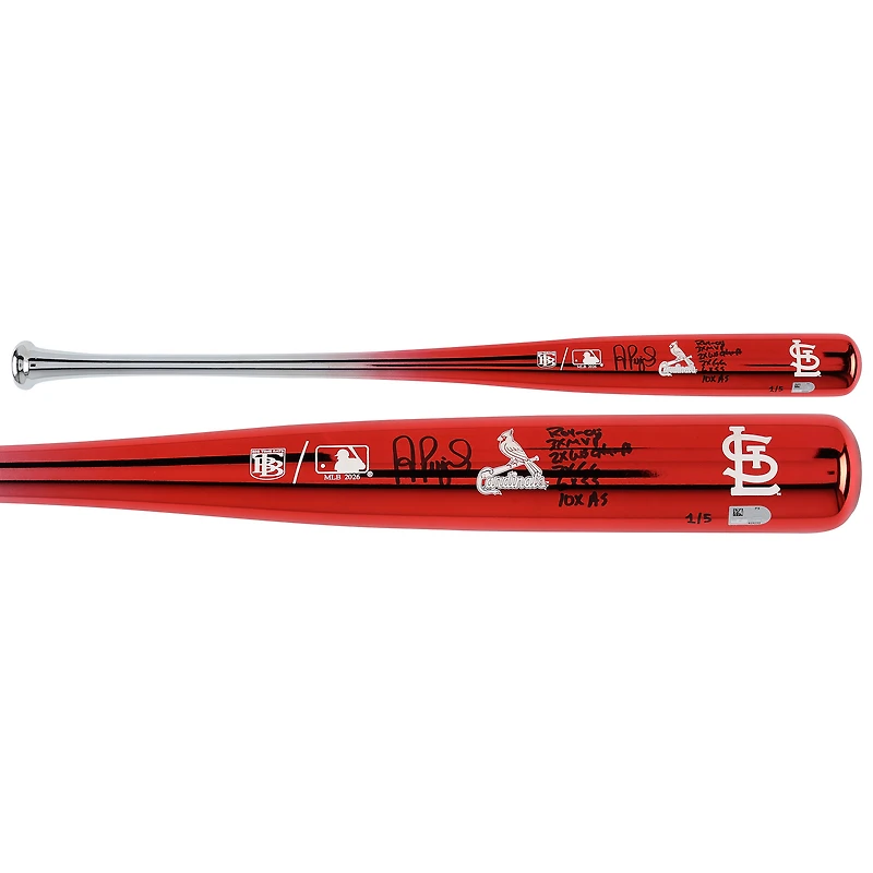 Bâton chromé Big Time Bats autographié par Albert Pujols des Cardinals de Saint-Louis, avec inscriptions multiples