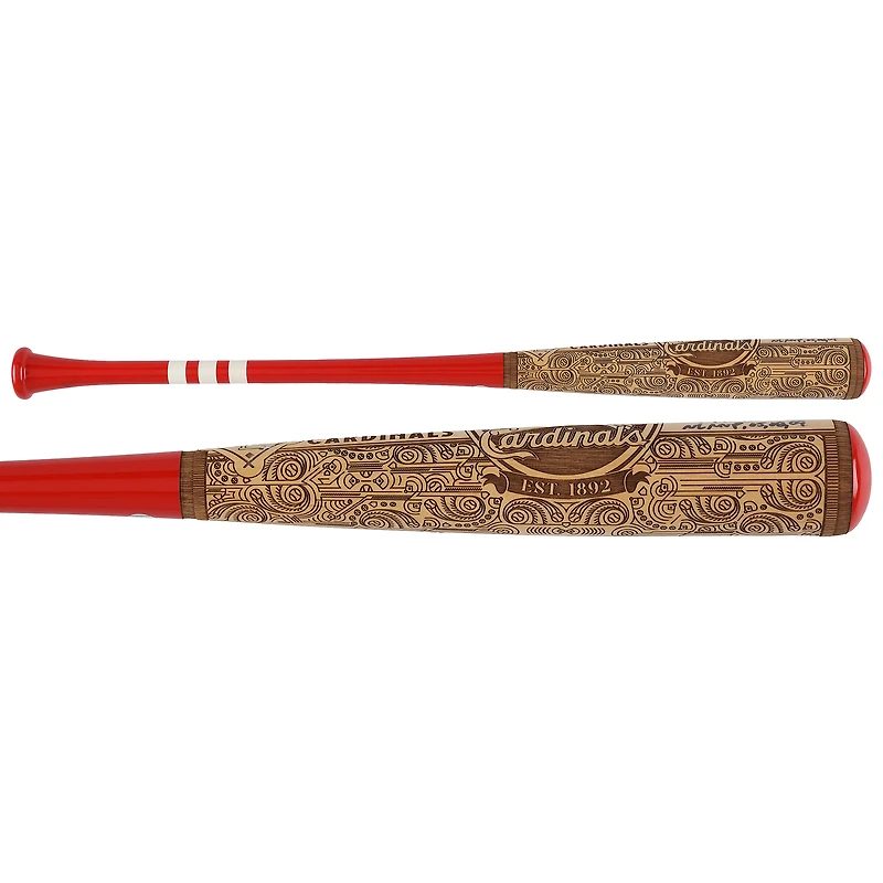 Bâton de baseball Pillbox Bat Company Mural Series autographié par Albert Pujols des Cardinals de Saint-Louis, avec inscription « MVP de la Ligue nationale 2005, 2008, 2009