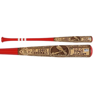 Bâton de baseball Pillbox Bat Company Mural Series autographié par Albert Pujols des Cardinals de Saint-Louis, avec inscription « MVP de la Ligue nationale 2005, 2008, 2009