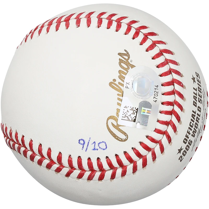 Balle de baseball des Cardinals de Saint-Louis, logo des Séries mondiales 2006, autographiée par Albert Pujols, Yadier Molina et Scott Rolen