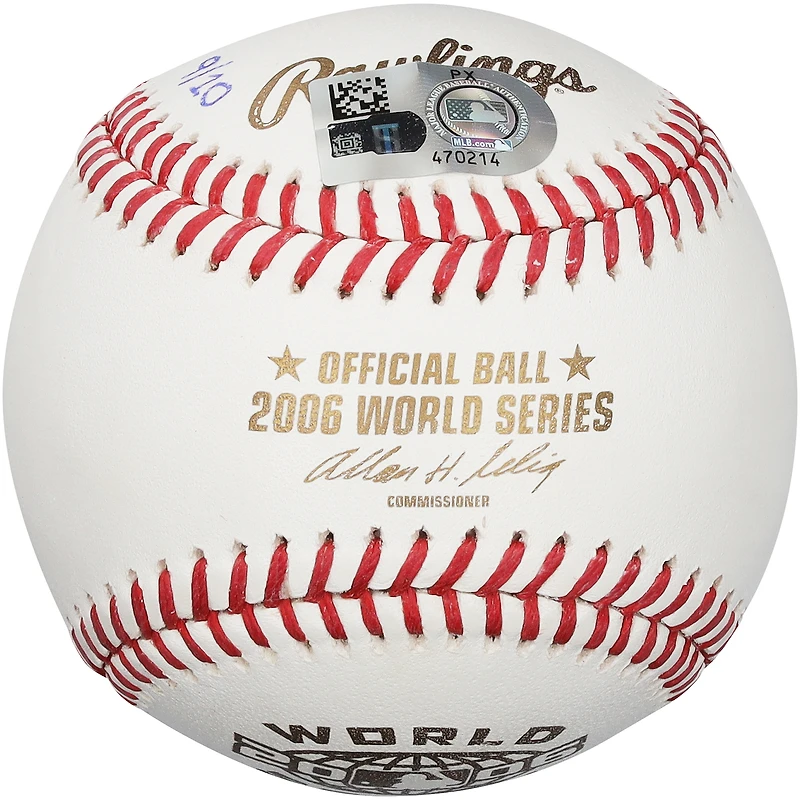 Balle de baseball des Cardinals de Saint-Louis, logo des Séries mondiales 2006, autographiée par Albert Pujols, Yadier Molina et Scott Rolen