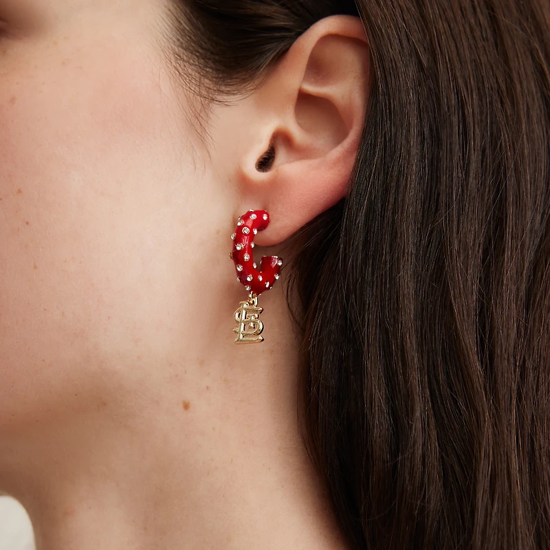 BaubleBar St. Louis Cardinals Enamel Hoop Earrings