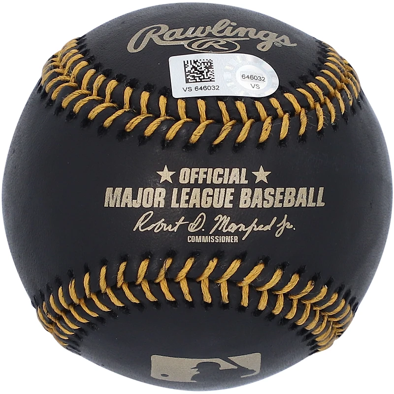 Balle de baseball en cuir noir autographiée par Dustin May des Cardinals de Saint-Louis