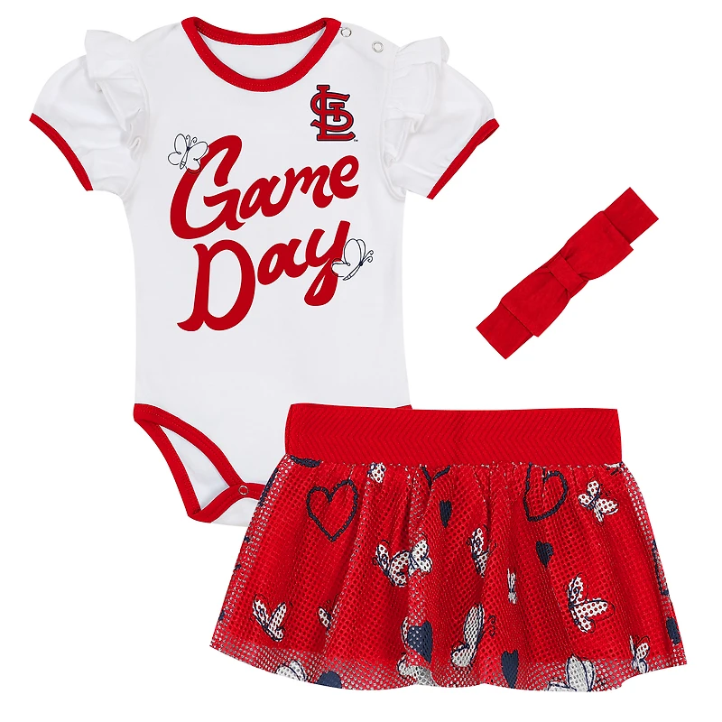 Girls Infant Outerstuff St. Louis Cardinals Bodysuit, Headband & Skirt Set
