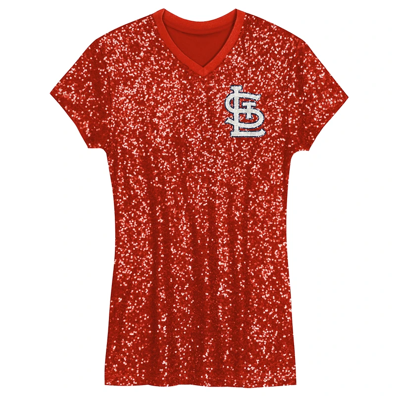 Girls Preschool Red St. Louis Cardinals Sequin V-Neck Dress