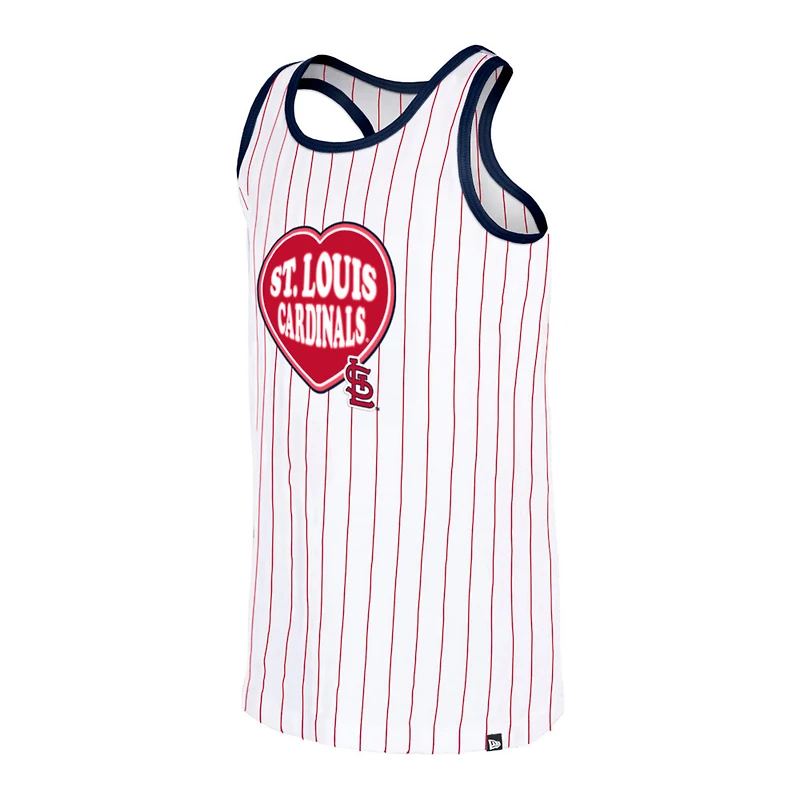 Girls Youth New Era White St. Louis Cardinals Pinstripe Tank Top