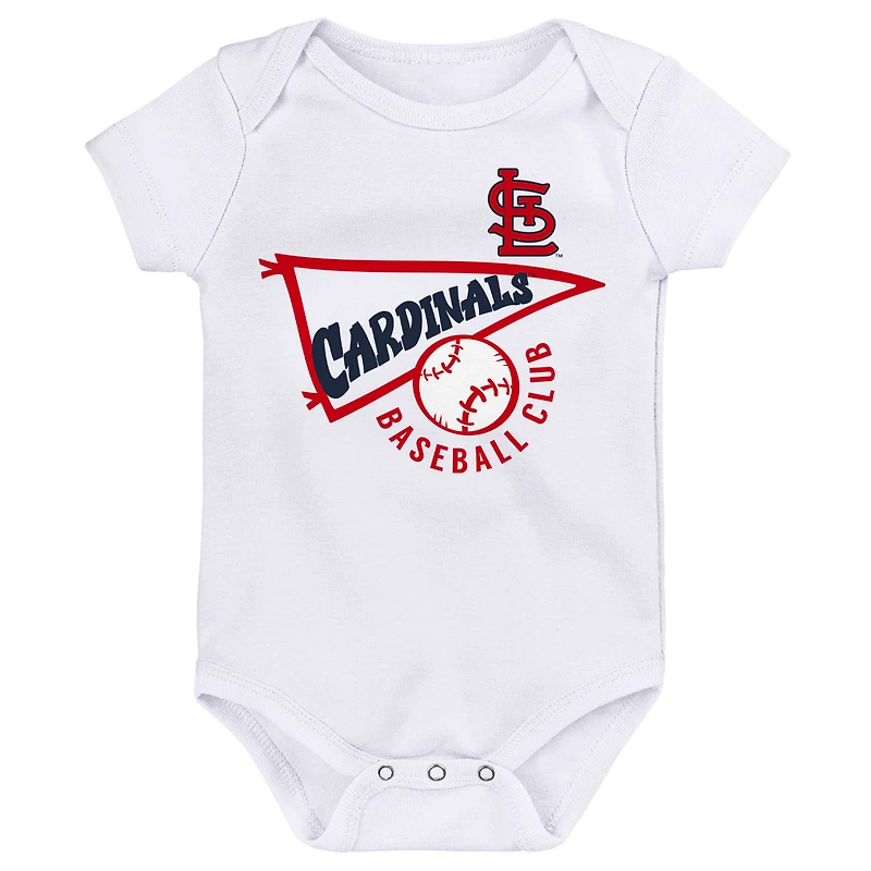 Lot de 3 bodys pour bébés bleu marine/blanc/gris chiné St. Louis Cardinals Biggest Little Fan