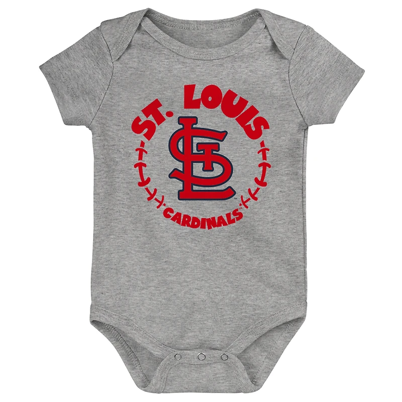 Lot de 3 bodys pour bébés bleu marine/blanc/gris chiné St. Louis Cardinals Biggest Little Fan