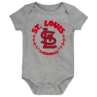 Lot de 3 bodys pour bébés bleu marine/blanc/gris chiné St. Louis Cardinals Biggest Little Fan