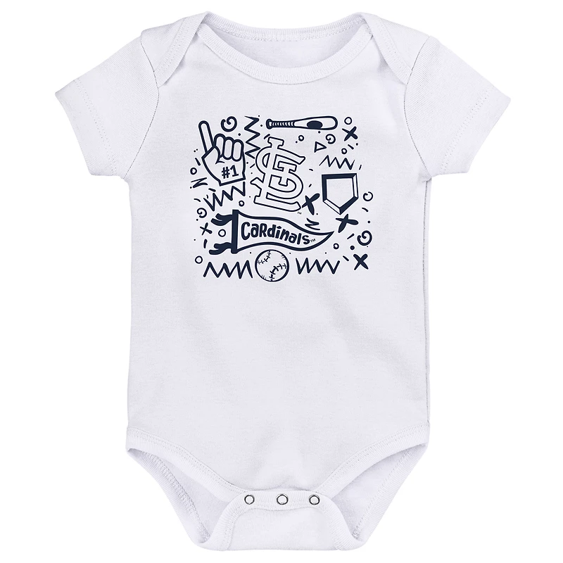 Lot de 3 bodies pour bébé bleu marine St. Louis Cardinals Batter Up