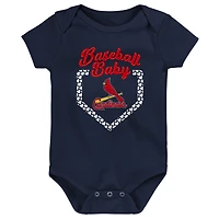 Ensemble de 3 bodys pour bébé rouge/bleu marine/rose St. Louis Cardinals Baseball