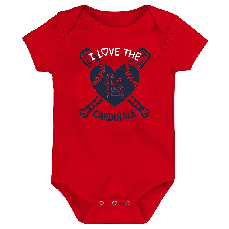 Ensemble de 3 bodys pour bébé rouge/bleu marine/rose St. Louis Cardinals Baseball