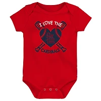 Ensemble de 3 bodys pour bébé rouge/bleu marine/rose St. Louis Cardinals Baseball