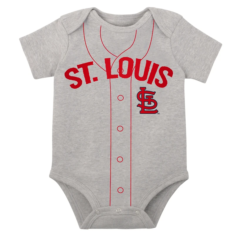 Lot de deux cache-couches Little Slugger des St. Louis Cardinals pour bébés, blanc/gris chiné